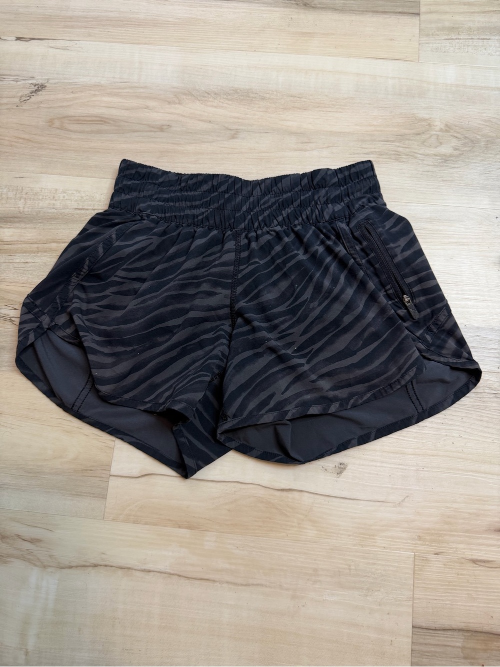 Women’s Black Zebra-Print Lululemon Running Shorts